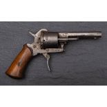 A Continental 7mm pinfire revolver:, 3 1/8th inch octagonal barrel with fore sight',