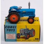 Corgi 55 Fordson 'Power Major' Tractor: blue with orange hubs and black tyres, sprung exhaust,