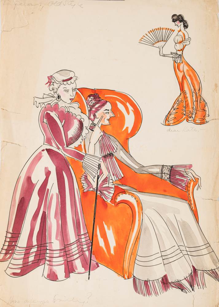 FASHION: original art work and designs, by Vera Truman, mid 20th century.