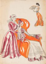 FASHION: original art work and designs, by Vera Truman, mid 20th century.