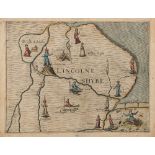 DRAYTON, Michael : Lincolne Shyre - early engraved map with subdued hand colouring,