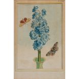 BOTANICAL PRINTS : Nine hand coloured copper engravings in attractive bamboo simulated frames.