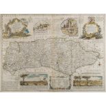 BOWEN, Emanuel - An Accurate Map of the County of Sussex : hand coloured map. Size : 680 x 495 mm.