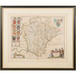 BLAEU, Jan - Devonia vulgo Devon-shire : hand coloured map, size : 485 x 390, F & G, 1645.