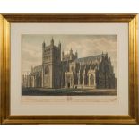 EXETER CATHEDRAL : " North West View ", hand coloured aquatint, by J.