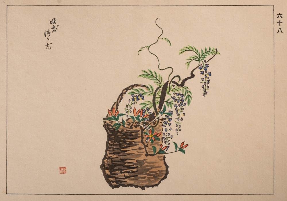 JAPANESE: flower pictures - 2 vols, 131 colour plates folding in concertina fashion, in org. - Image 6 of 8