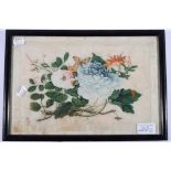 CHINESE RICE PAINTINGS : A pair of original botanical paintings on rice/pith paper, 260 x 160 mm,