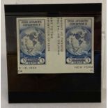 A horizonal pair of 1934 American Bryd Antarctic Expedition II 3 cent stamps.