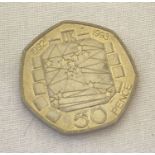 A dual date 1992-1993 EEC collectable 50p coin.