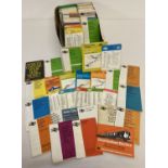 A box of assorted vintage 1970's bus timetables.
