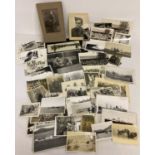 A collection of assorted military, ships and aeroplane photographs.