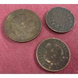 3 19th century foreign coins.