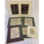 A collection of 7 mounted vintage and antique maps of Cambridgeshire, Huntingdonshire and Norfolk.