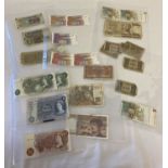 30 vintage bank notes. To include British 1960's £1, £5 and ten shilling note.
