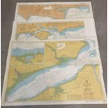 3 nautical charts of British Coastline. Dated 1981, 1984 and 1987.