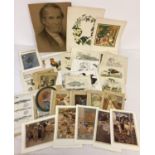 A quantity of assorted Victorian and vintage coloured and black & white prints and etchings.