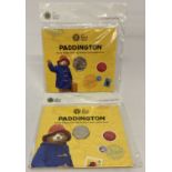 2 carded Royal Mint 2018 Paddington Bear uncirculated 50p coins.