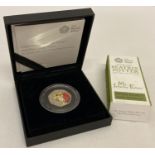 A boxed Royal Mint Limited Edition 2017 Mr Jeremy Fisher silver proof 50p coin with coloured detail.