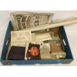 A box of assorted misc. vintage ephemera.