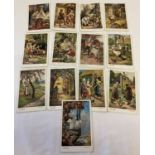 A set of 13 vintage German "Brüder Grimm" Grimm's Fairy-tale postcards.