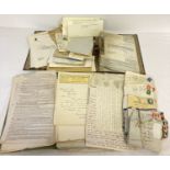 A box of assorted vintage correspondence and receipts, to include advertising letter heads.