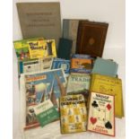 A box of assorted vintage books and ephemera to include autograph books, magazines & leaflets.