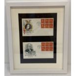 2 1955 American first day covers depicting Benjamin Franklin framed and glazed.