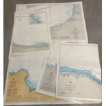 6 nautical charts of the north French Coast. Dated 1984, 1985 and 1991.