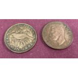 2 1940's George VI New Zealand pennies, dated 1942 & 1945.