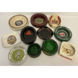 A collection of assorted vintage brewery advertising ashtrays, to include ceramic and glass.