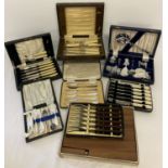 8 boxed sets and parts sets of silver plate and stainless steel cutlery.