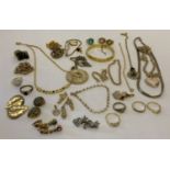 A small quantity of vintage and modern gold tone costume jewellery.