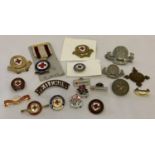 A small collection of vintage and modern enamel Red Cross and Salvation Army badges and medals.