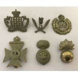 6 assorted British Army cap badges with slider and lug fixings.