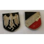 2 German WWII style Africa Corps tropical helmet badges.