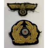 2 German WWII style Kriegsmarine Officers bullion cap badges.