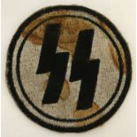 A German WWII style late war ersatz SS circular embroidered PT vest patch.