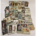 Ex Dealers stock - a box of approx. 190 humorous and greetings postcards in clear plastic sleeves.