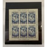 A pane of 6 1934 American Bryd Antarctic Expedition II 3 cent stamps.