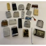 A collection of 21 assorted vintage lighters to include: Zippo, Calibri, Ronson and Sunflower.