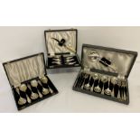 3 vintage boxed sets of silver plated cutlery.