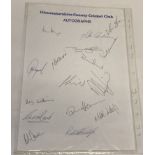 A sheet of 1990's Gloucestershire County Cricket Club players.