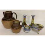 2 Lambeth Doulton harvester jugs together with a Noritaki part dressing table set.