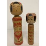 2 vintage wooden hand painted Japanese Kokeshi dolls.