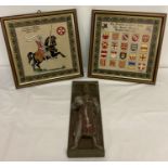 3 ceramic wall hanging plaques relating to heraldry and medieval knights.