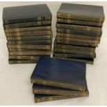 A collection of 25 blue leather bound antique books by Sir Walter Scott, dated 1906.