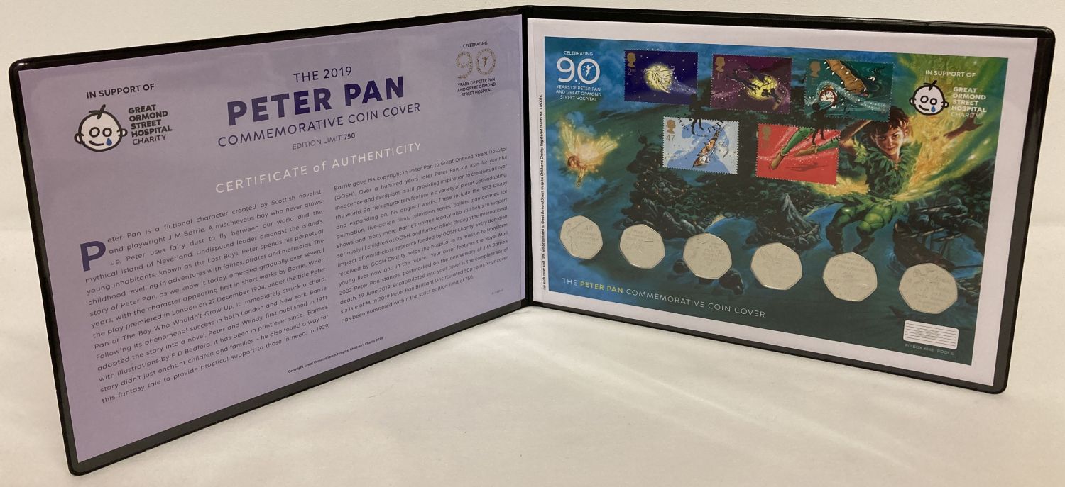 2019 Westminster Collection Peter Pan Commemorative coin and stamp cover, limited to 750 pieces.