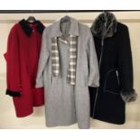 2 ladies 3/4 length coats together with a ladies full length coat.