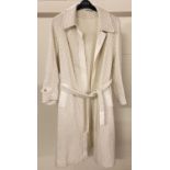 A vintage ladies summer weight open style belted long wool mix coat by Allander.