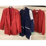3 ladies jackets. A red blazer by Miss Smith size 18.